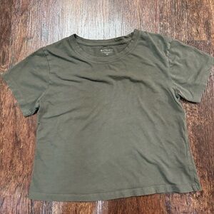 Athleta Organic Cotton Crop Tee – Olive Green – Women's Size XS